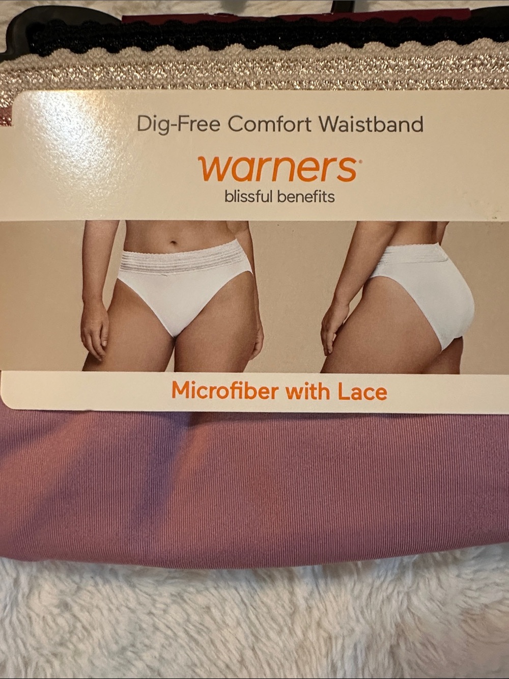 Warner's Microfiber with Lace High-Cut Briefs in Mauve and Cream